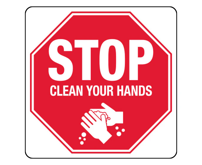 Poly Clean Hands Stop Sign 30 x 30cm