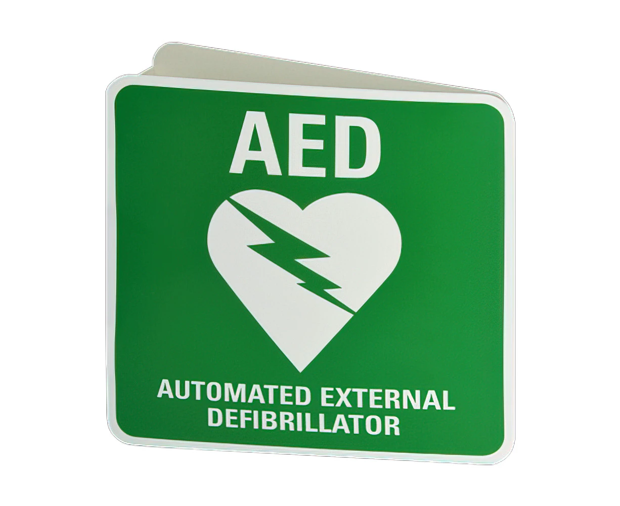 CARDIACT Poly AED Angle Bracket Sign 22.5 x 22.5cm