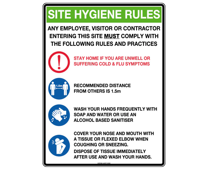 Poly Site Hygiene Rules Sign 30 x 22.5cm