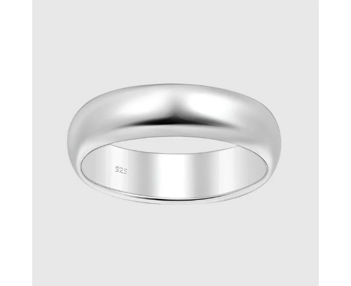 925 Sterling Silver Mens Wedding Band 6mm Classic Dome Ring Comfort Fit Size 7-13