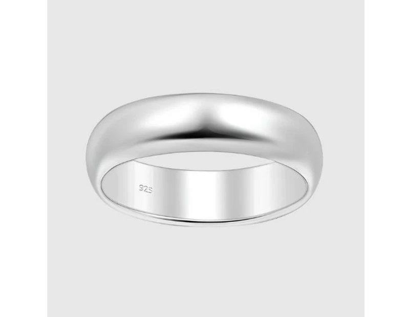 925 Sterling Silver Mens Wedding Band 6mm Classic Dome Ring Comfort Fit Size 7-13