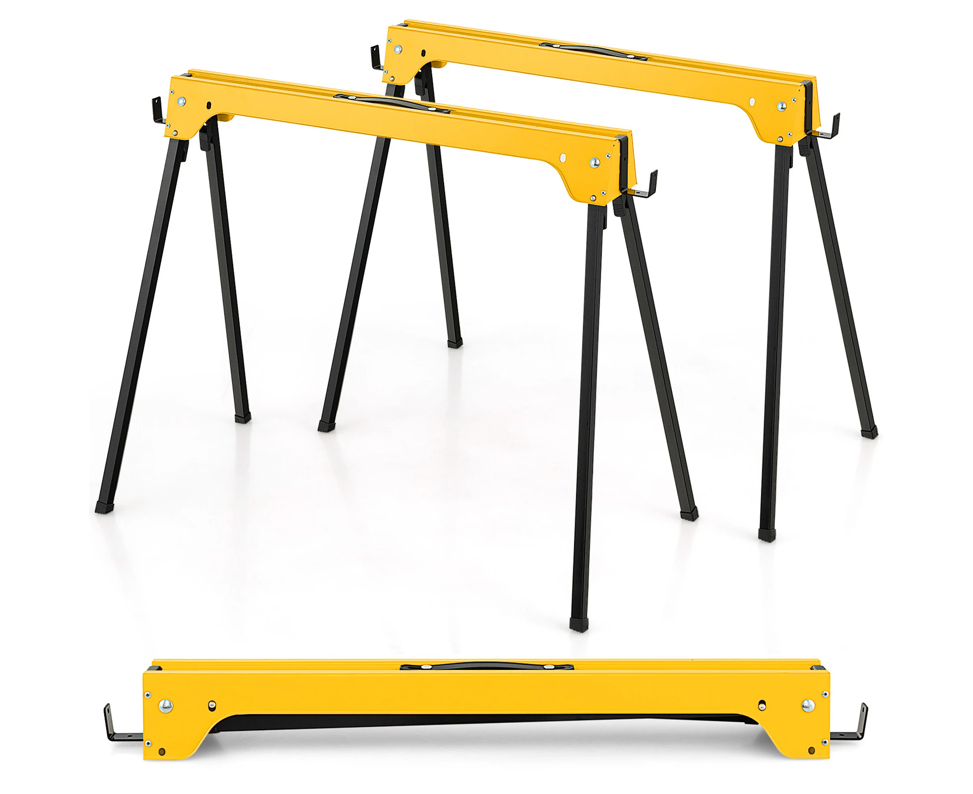 Costway 2x Folding Sawhorse Heavy Duty Metal Cutting Workbench Set Saw Horse Trestle Stand 600kg