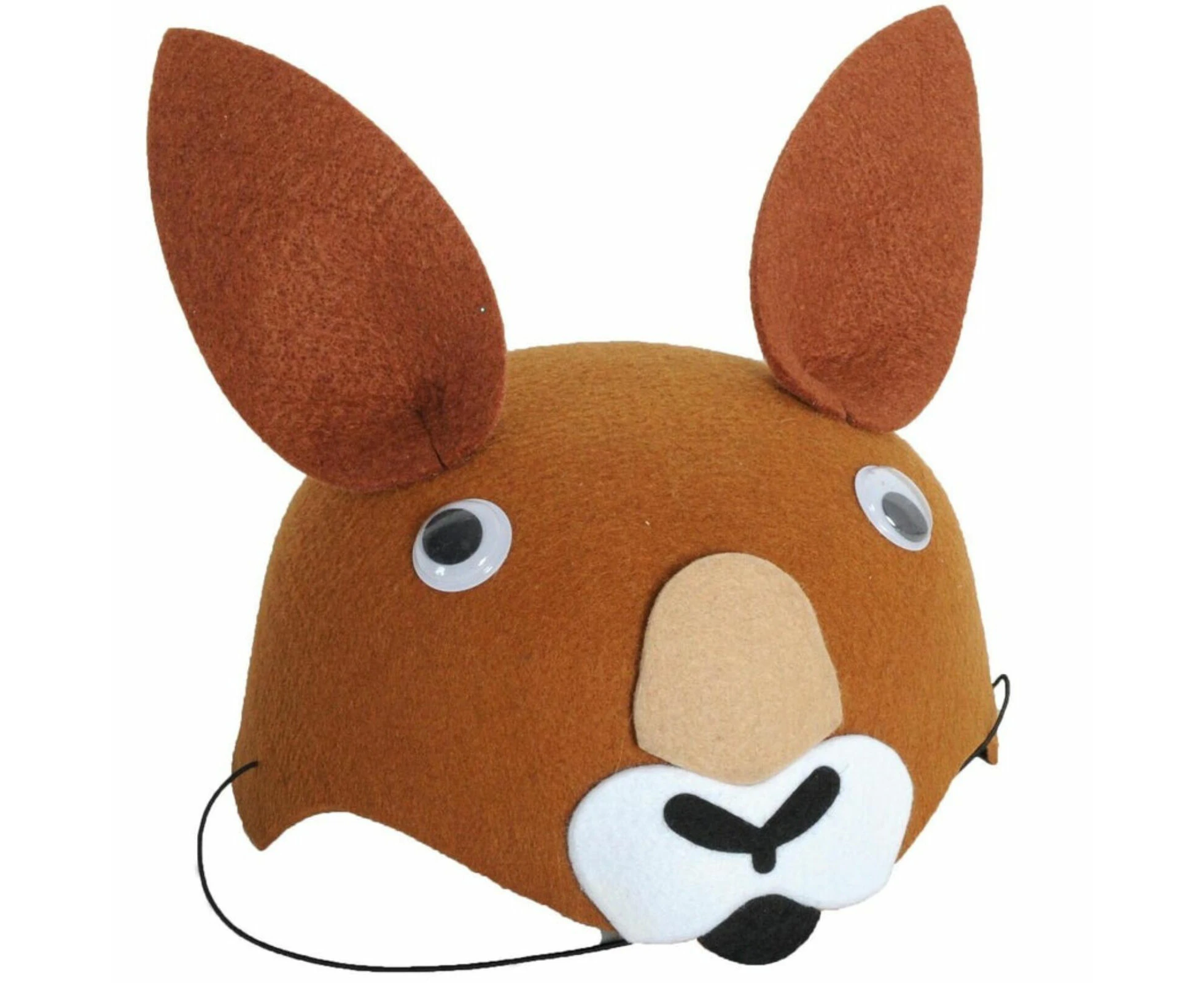 1x 55cm Kangaroo Animal Hat Costume Accessory | Felt | Elastic Chin Strap | Australian Theme