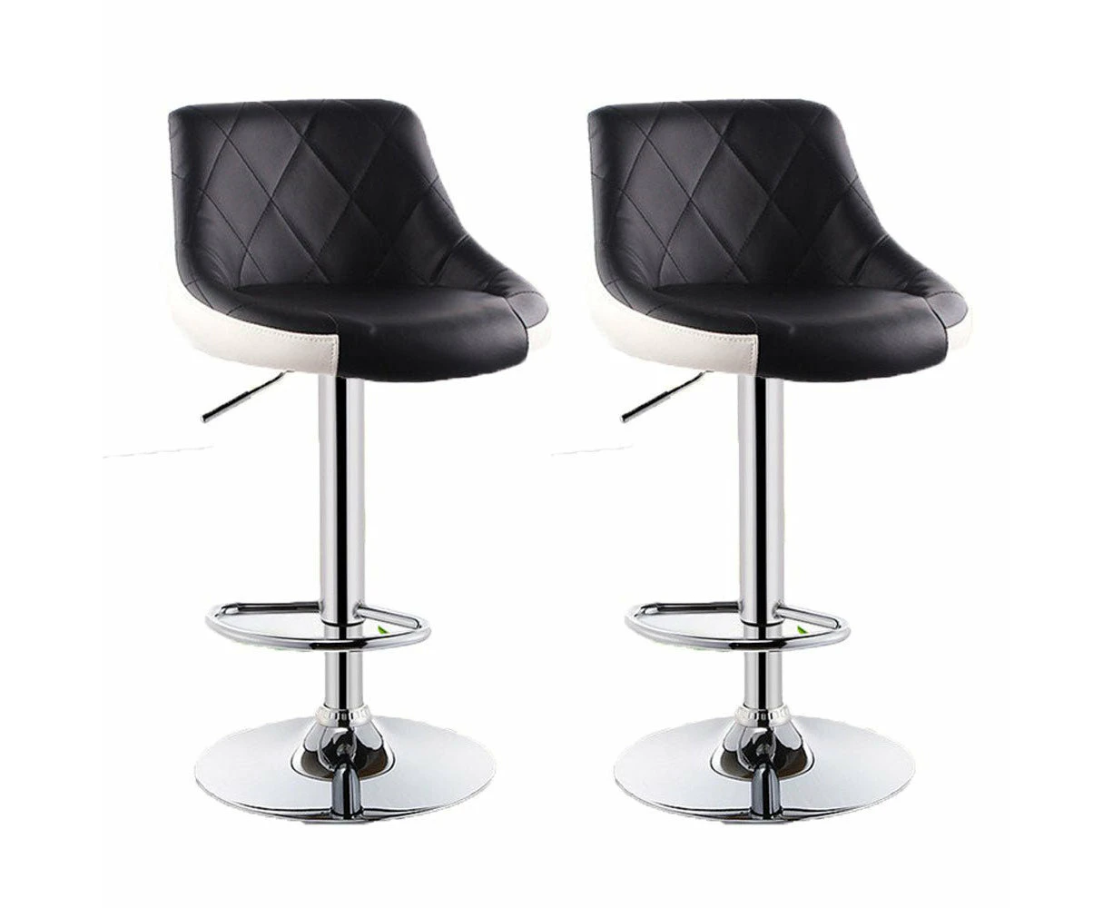 2 Pcs Bar Stools Kitchen Bar Stool Leather Barstools Swivel Gas Lift Counter Chairs BS8403 - Black