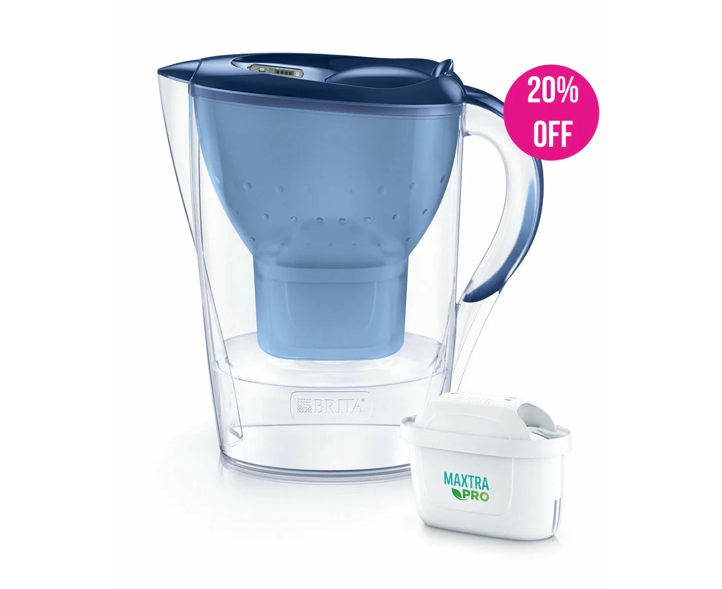 BRITA Marella 3.5L Water Filter Jug with 1x MAXTRA+ Filter Replacement - Blue