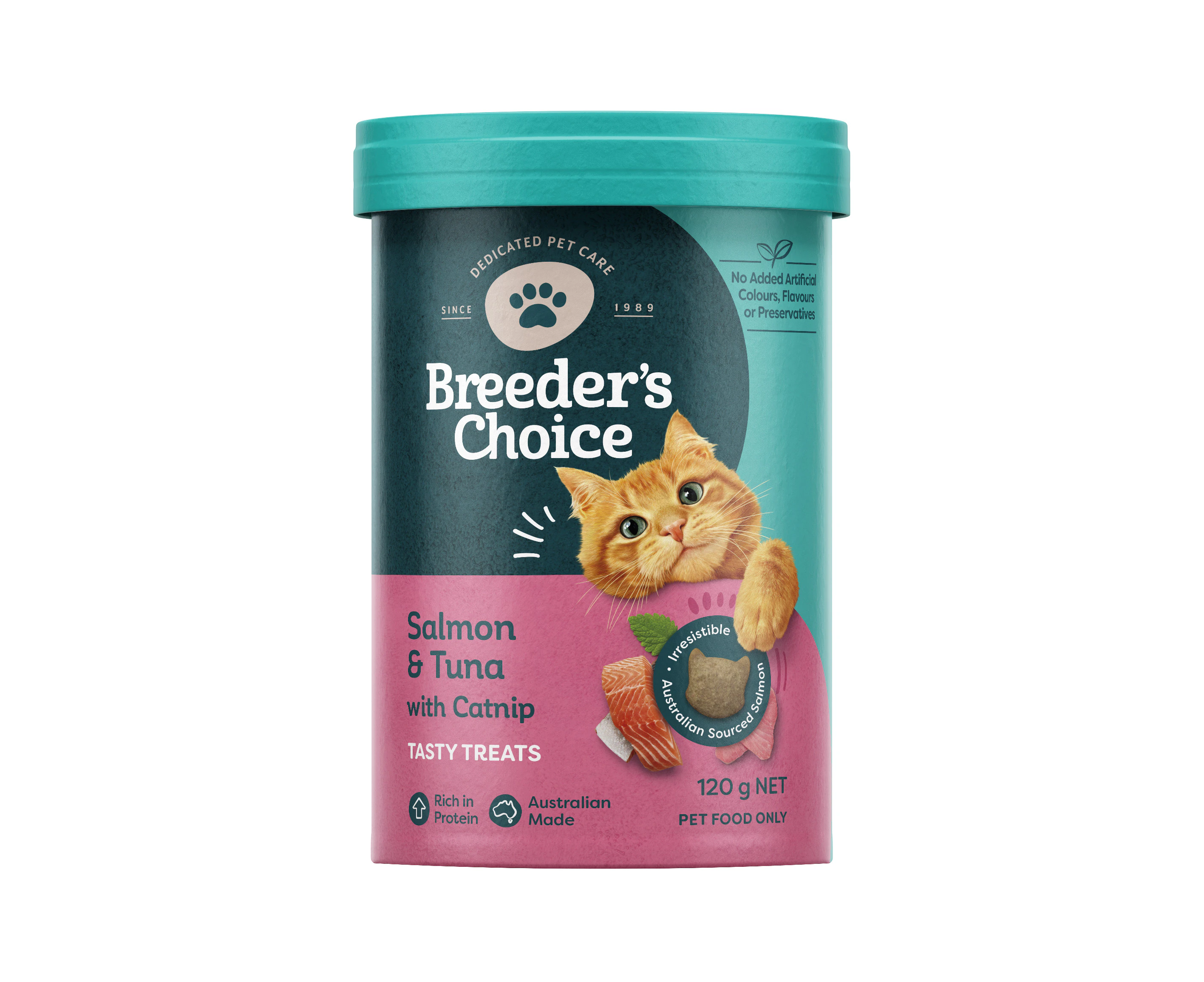 Breeder's Choice Cat Treats Salmon & Tuna with Catnip 120g