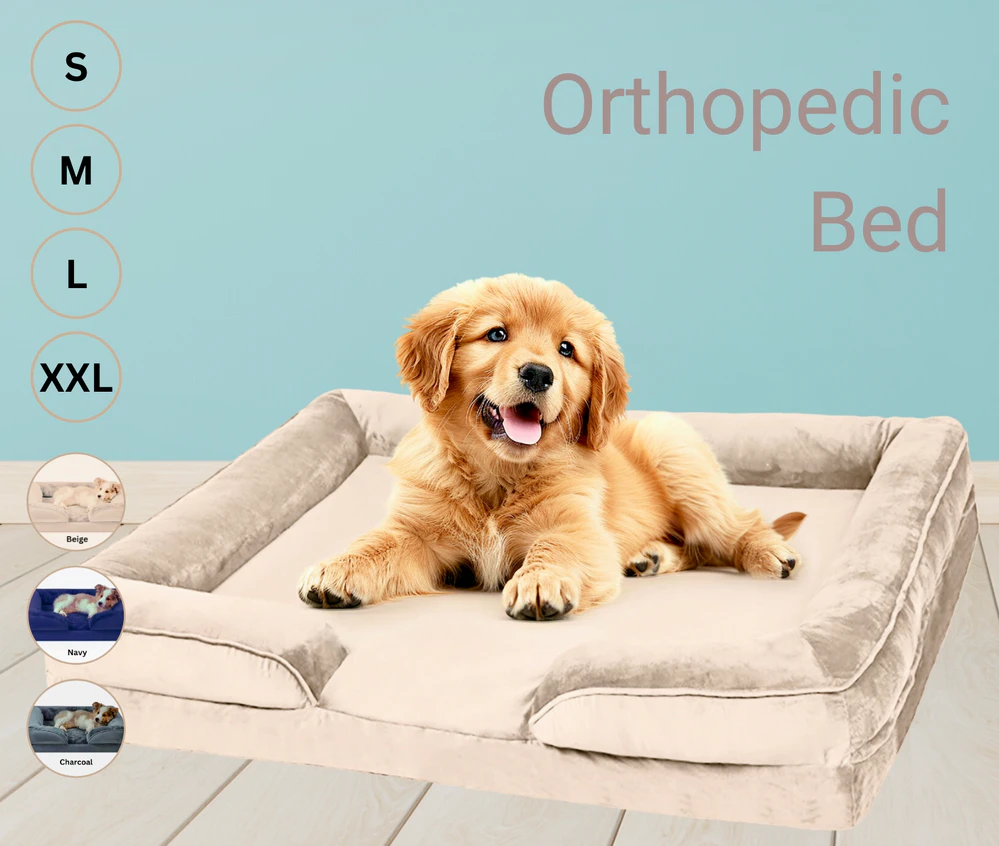 Small Pet Orthopaedic Dog Bed - Memory Foam - Removable Cover - Washable - Non Slip - Natural Fibres