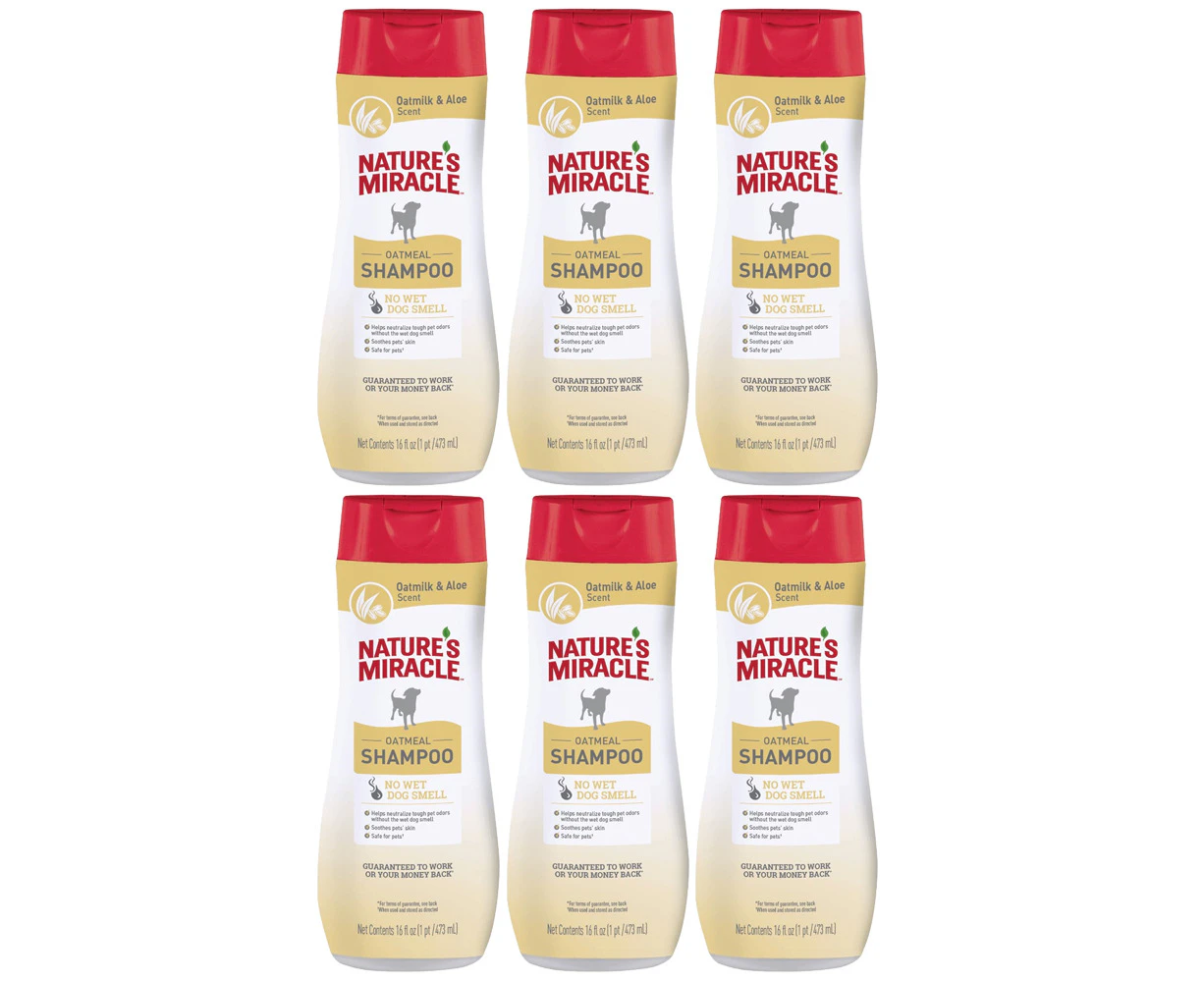 6 x Natures Miracle Oatmeal Dog Grooming Shampoo 473ml