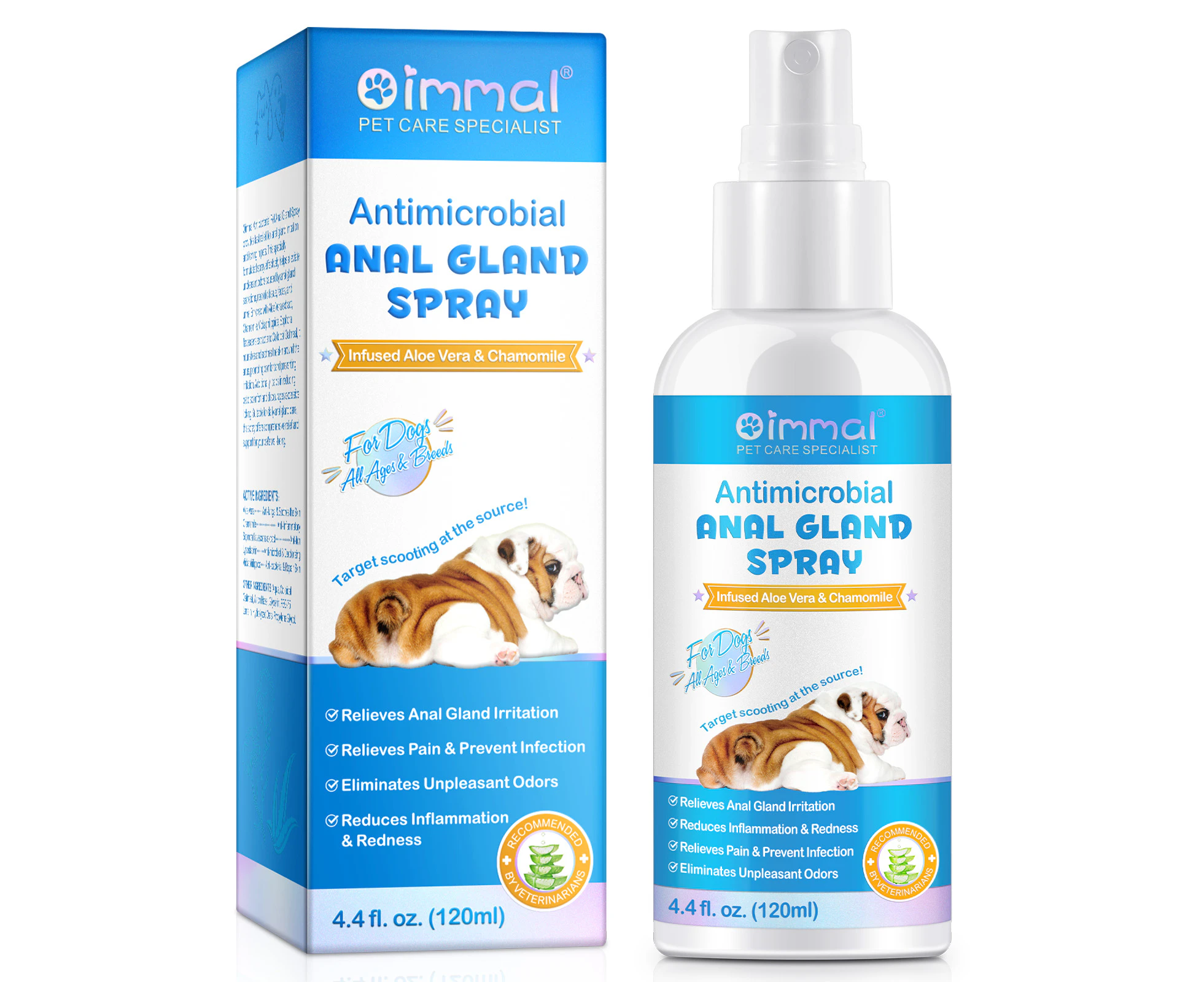 Oimmal Antibacterial Pet Anal Gland Spray for Dog Pet Clean Health Anti Itch Odour