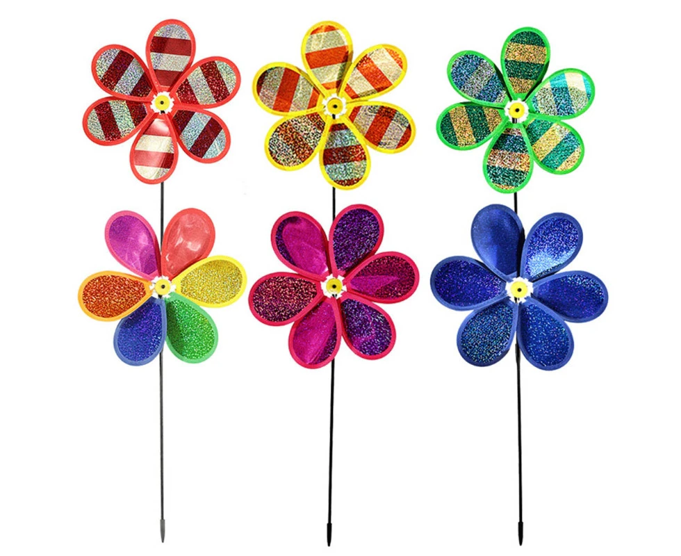 6pcs Sequins Pinwheels Colorful Wind Spinners Garden Party Pinwheel Wind Spinner