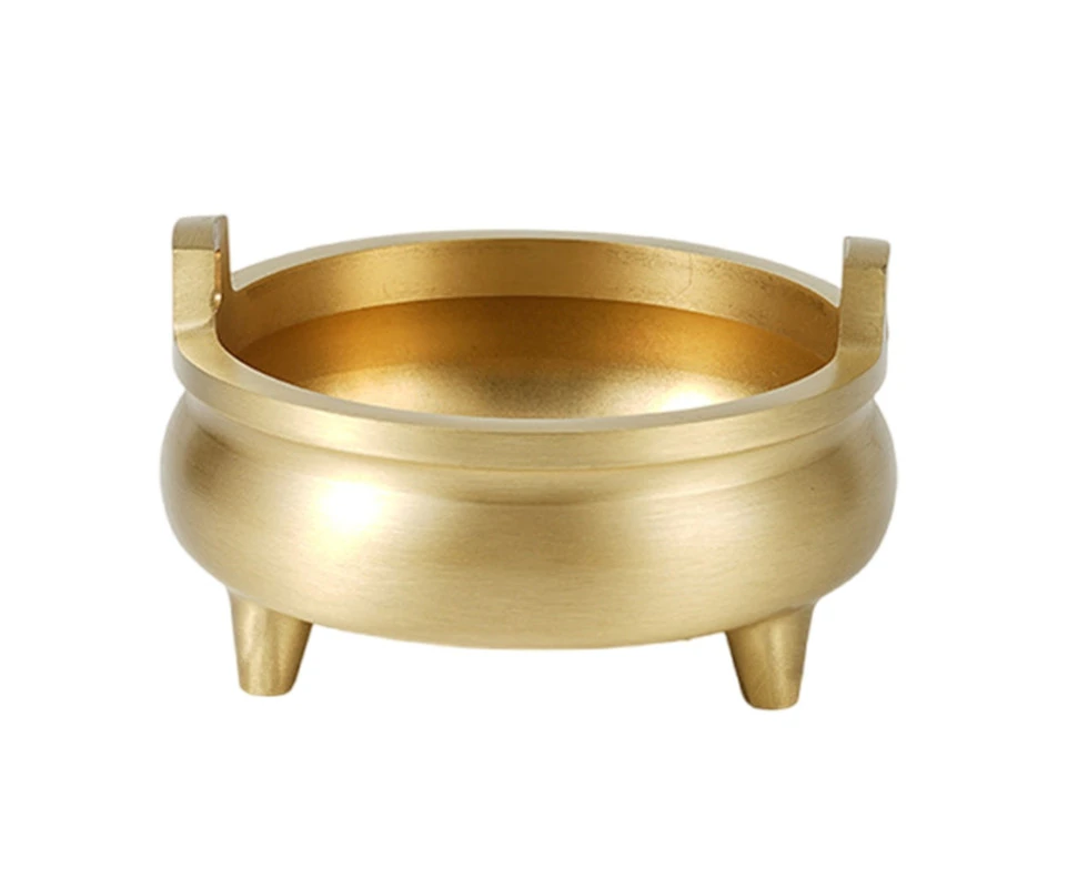 Elegant Brass Incenses Burners with Tripod Base Censers for Religious Ceremonies Home Worship Setting for Prayer-shape-Trumpet copper color