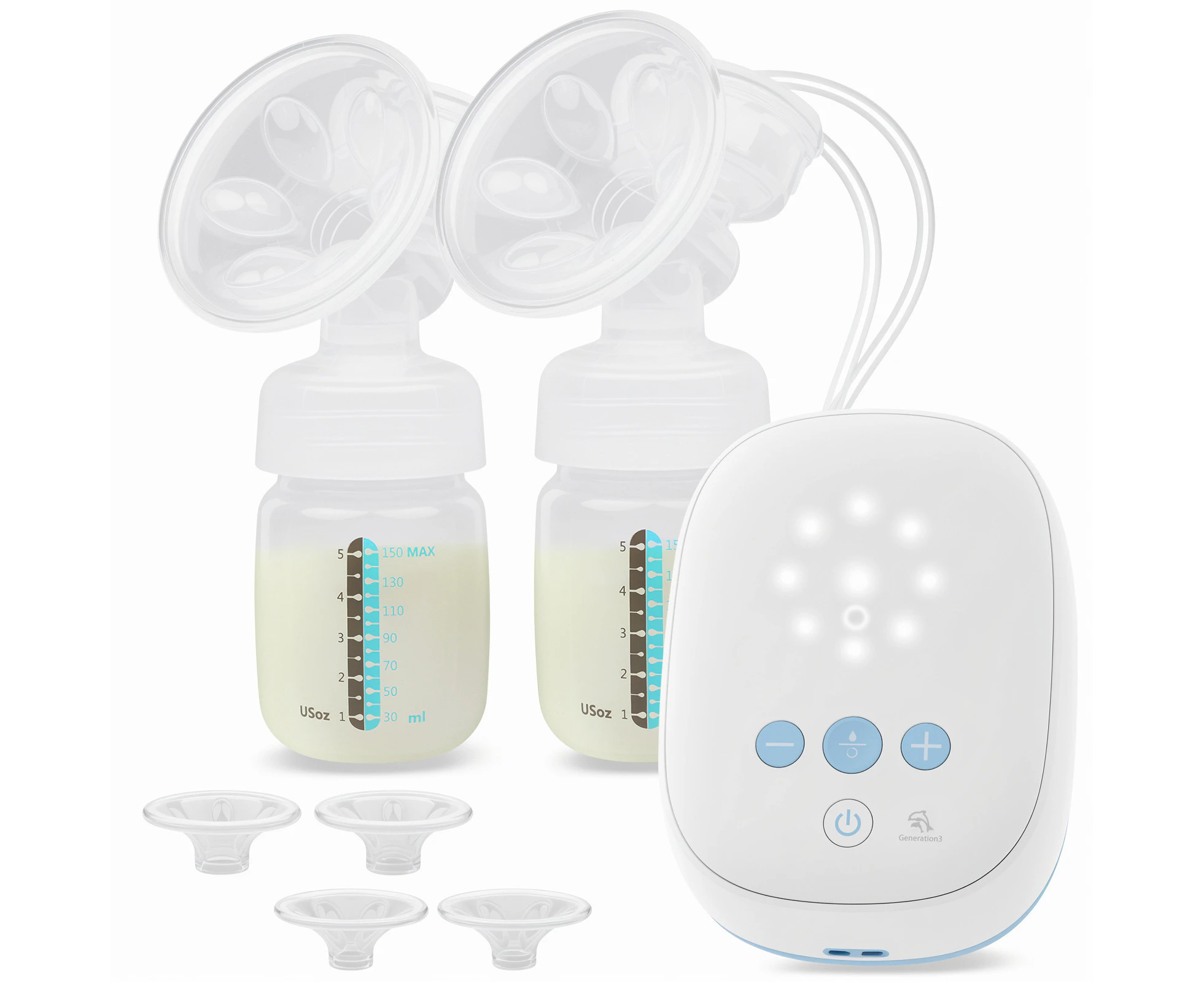 ADVWIN Breast Pump, Double Electric Breast Pumps with 150ml Bottles, 2 Modes & 8 Levels, Pain Free Breast Pumps