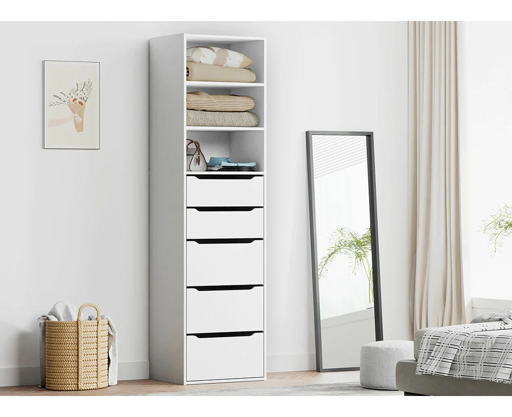 ALFORDSON Wardrobe Clothes Closet Storage Cabinet 5 Drawers White