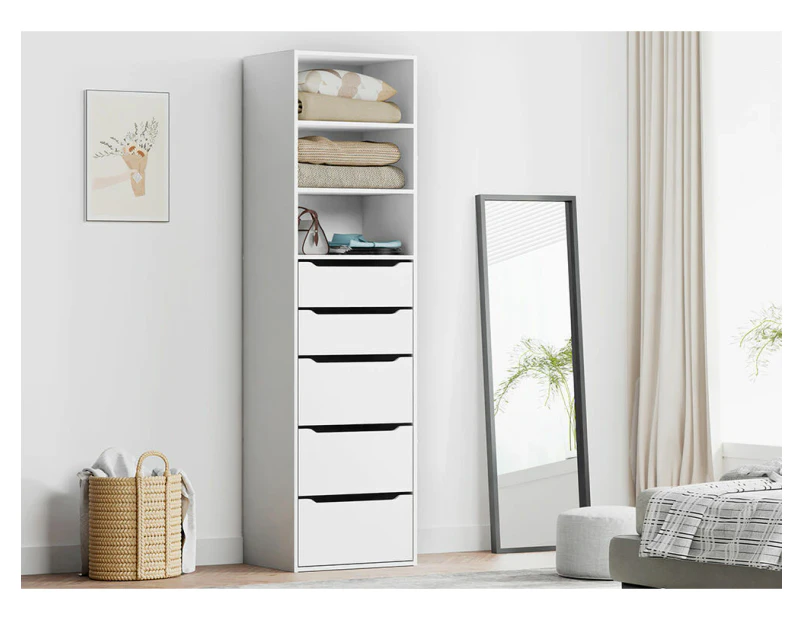 ALFORDSON Wardrobe Clothes Closet Storage Cabinet 5 Drawers White