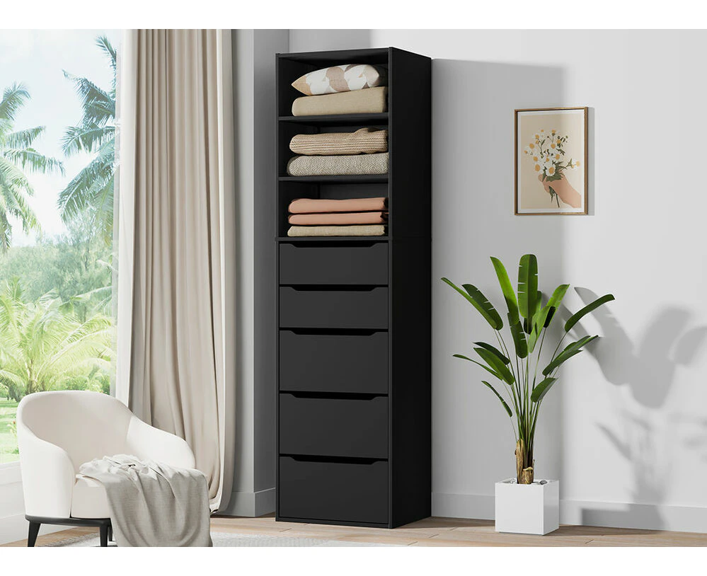 ALFORDSON Wardrobe Clothes Storage Organizer Closet Cabinet 5 Drawers Black