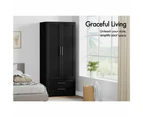 ALFORDSON Wardrobe Clothes Storage Cabinet Hanging Rod Black