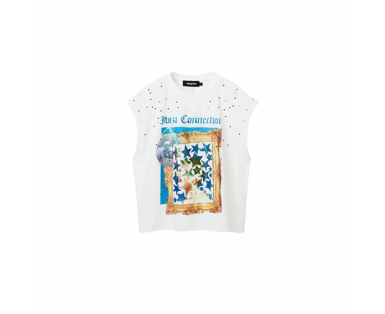 Desigual White Cotton Tops & T Shirt