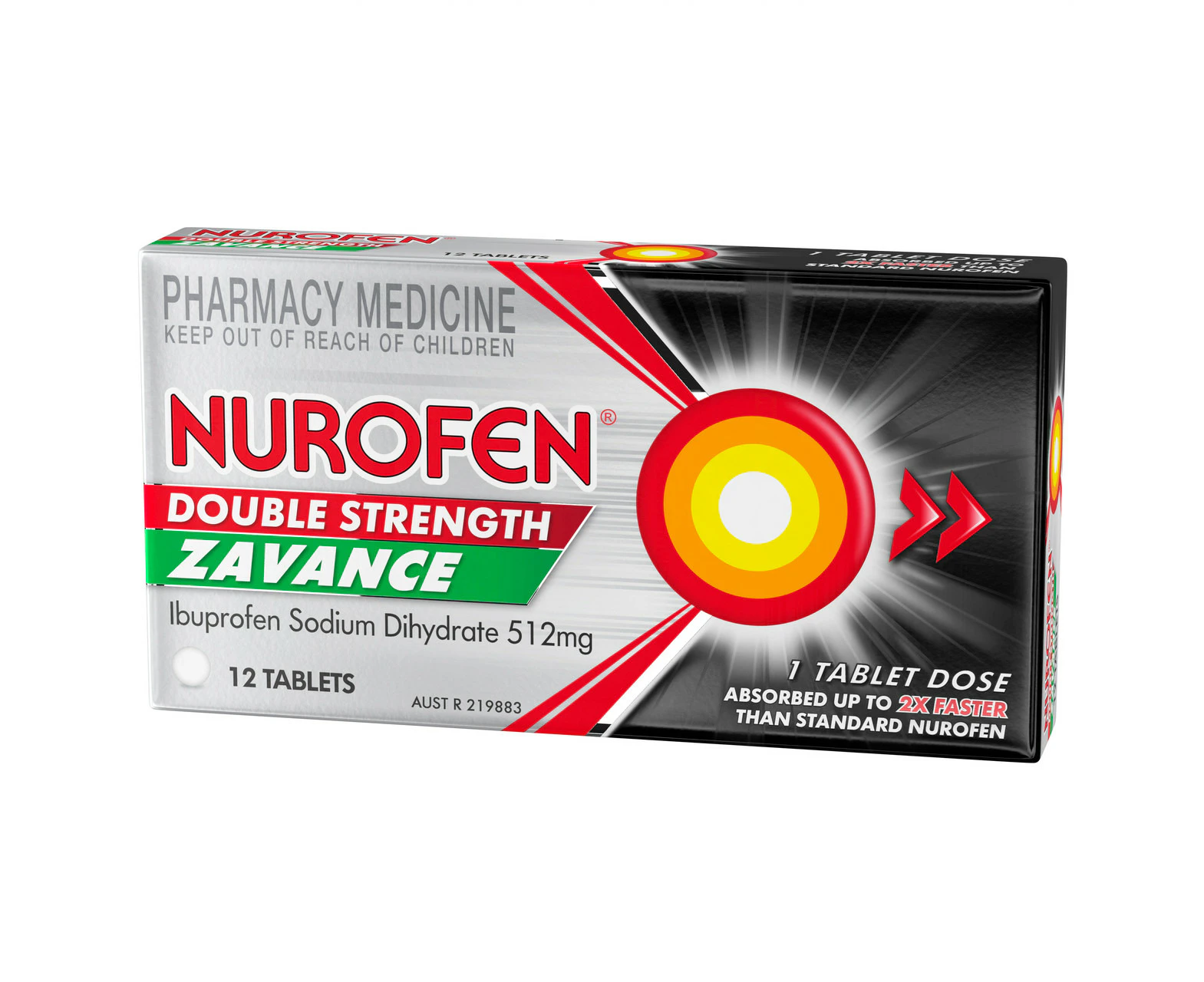 Nurofen Double Strength Zavance Fast Headache Relief Tablets 512mg Ibuprofen Sodium Dihydrate 12 pack