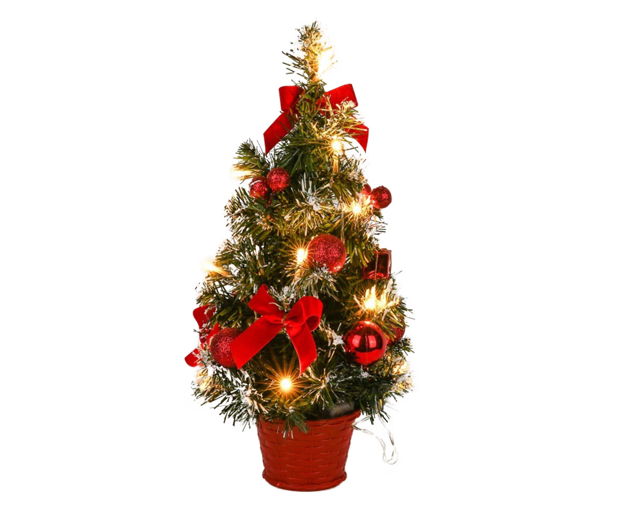 40cm Artificial Tabletop Christmas Tree Mini Xmas Decoration Tree with LED Light Decoration for Christmas Day