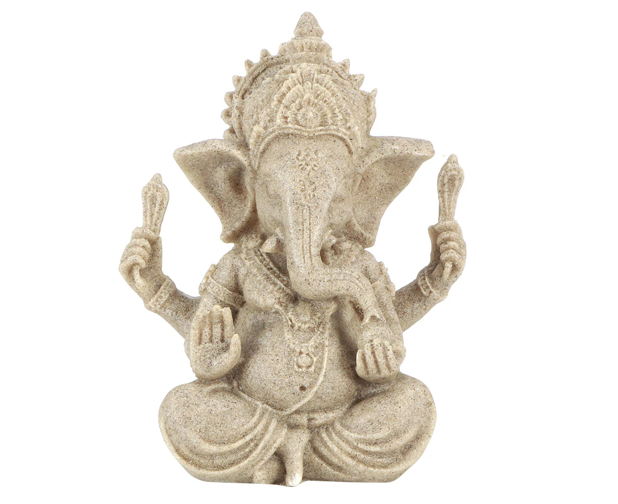 Sandstone Resin Indian Ganesha Elephant God Statue Fengshui Buddha Sculpture Home Decor Crafts