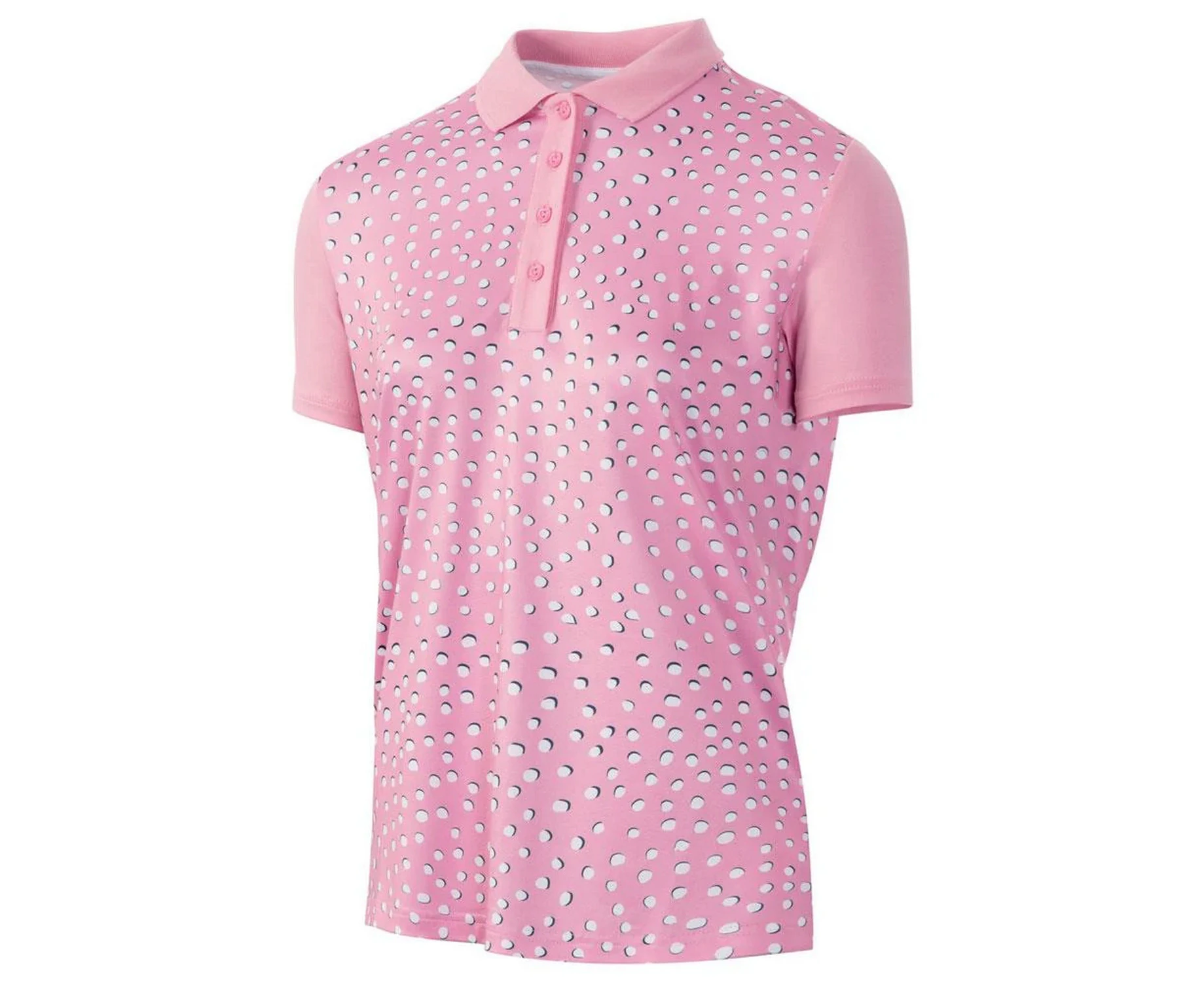 Island Green Womens Spotted Golf Polo Shirt (Pink/White) - PB322