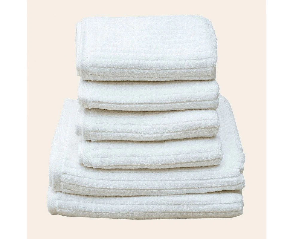 White Stripe Organic Soft 6 Pcs Towel Set