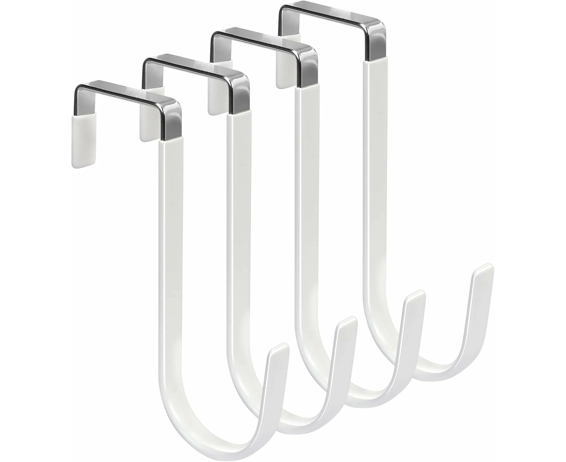 Over the Door Hooks, 4 Pack Hangers Hooks Scratches Heavy Duty Organizer for Living Room, Bathroom, Bedroom, Kitchen Hanging Clothes-White