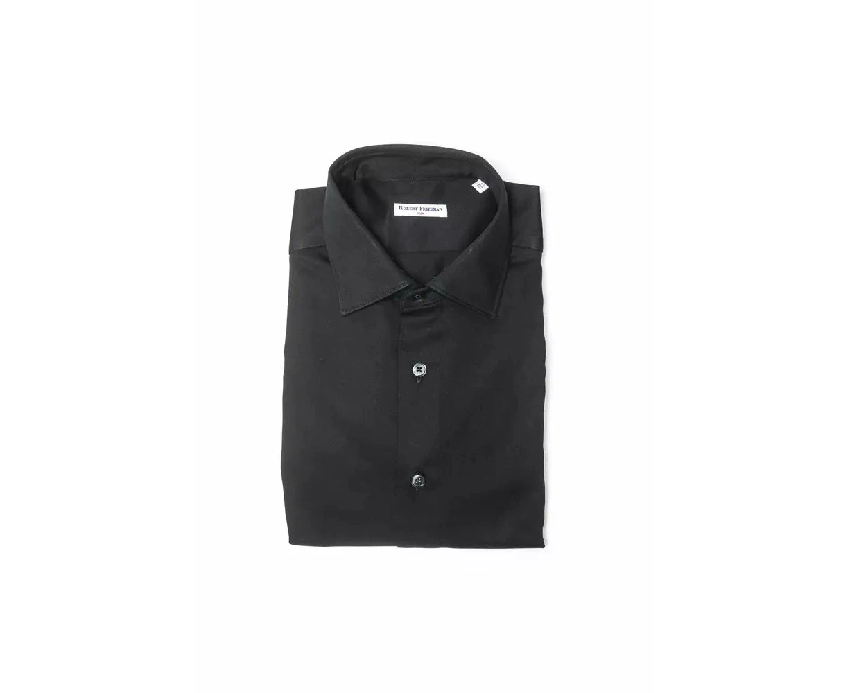 Robert Friedman Black Cotton Men Shirt