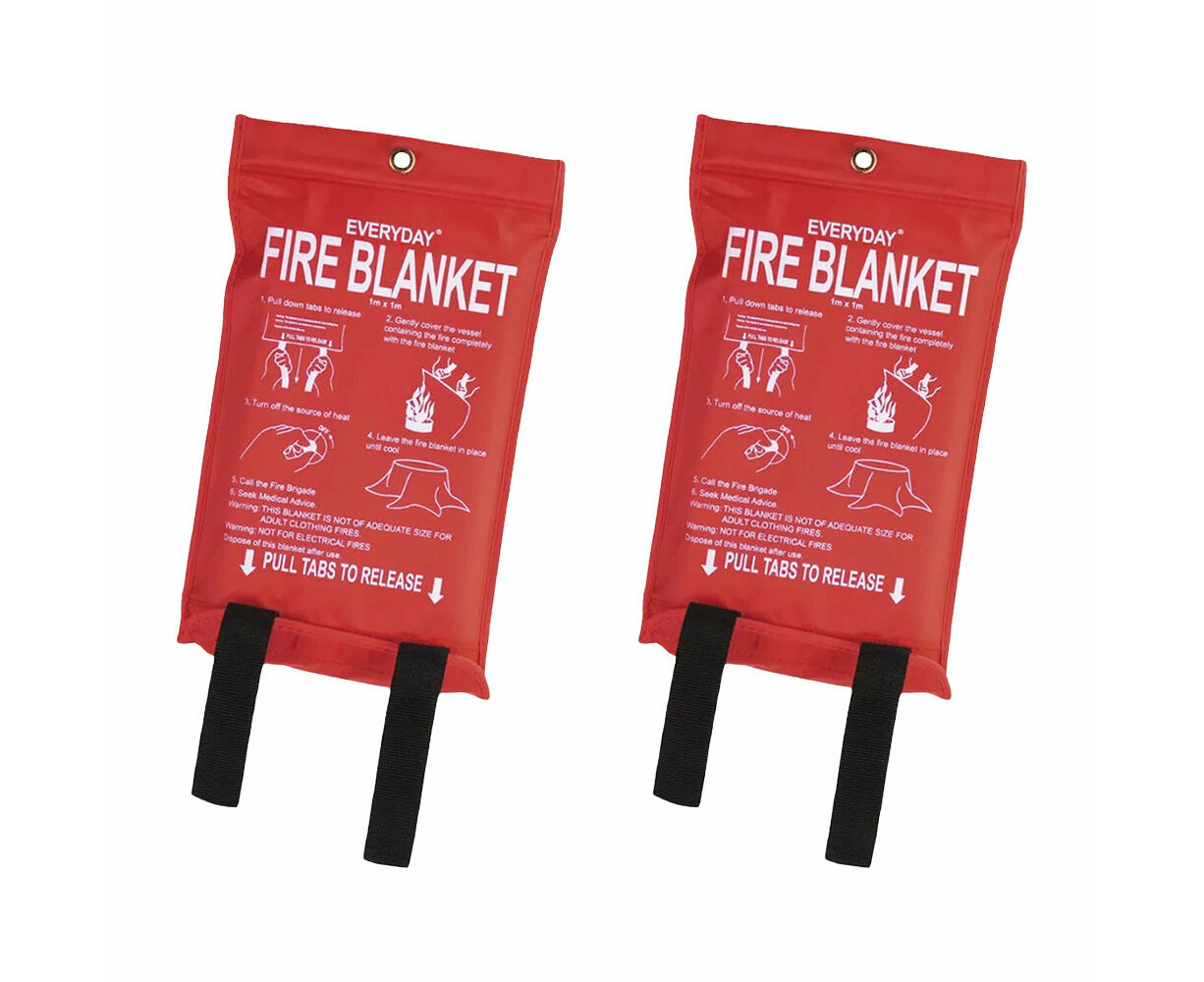 2x Everyday Fire Blanket 1m x 1m Crucial Essential for Home and Survival Safety