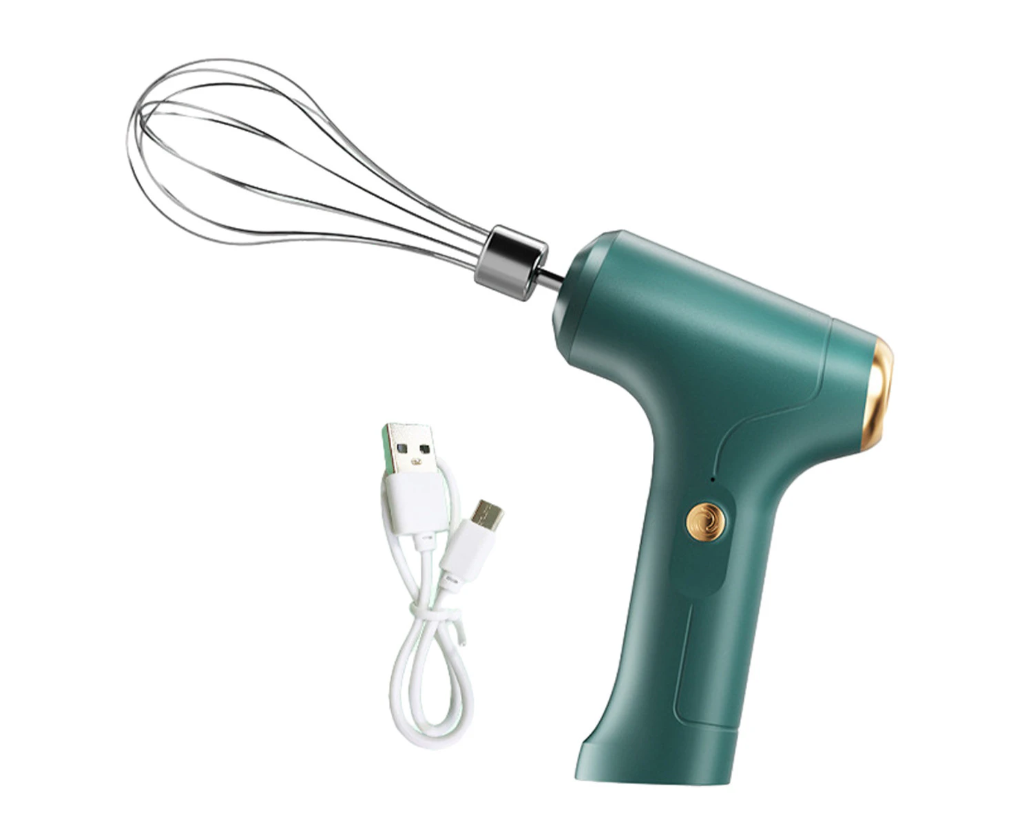 Cordless Hand Mixer, Electric Whisk Usb Rechargeable Handheld Electric Mixer Single Stage （Single Head/Double Head）,Green,Style  2