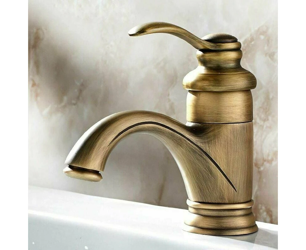 Retro Bathroom Faucet, Single Lever Brass Basin Mixer, Modern Basin Faucet With Adjustable Hot And Cold, Brass 3/8''