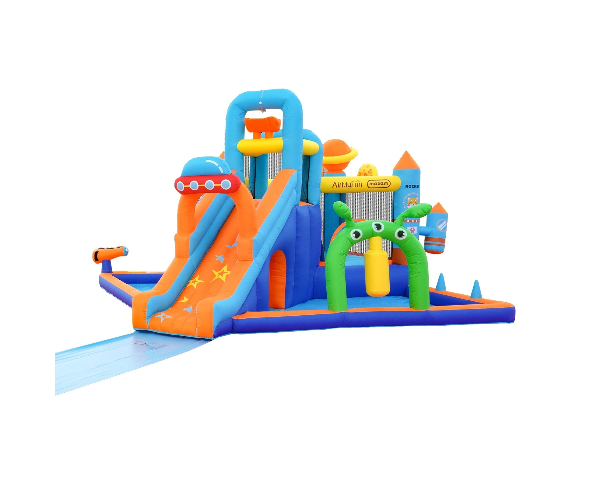 AirMyFun 12 Play Zones Inflatable Trampoline Castle Space Theme Water Slide