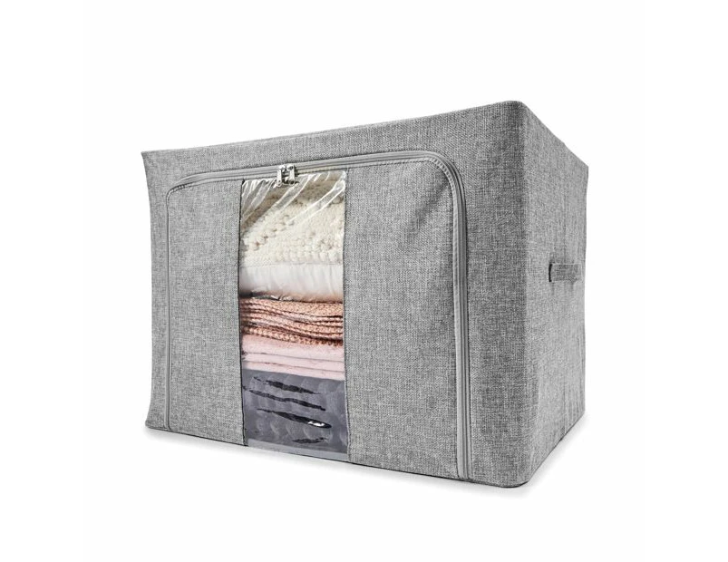 Linen Look Collapsible Box with Window, Extra Large, Charcoal - Anko