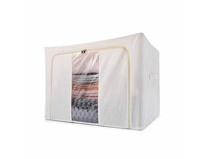 Linen Look Collapsible Box with Window, Extra Large, Stripe - Anko