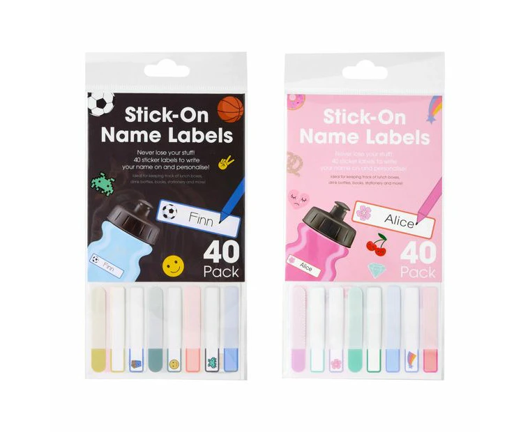 40 Pack Stick-On Name Labels, Assorted - Anko