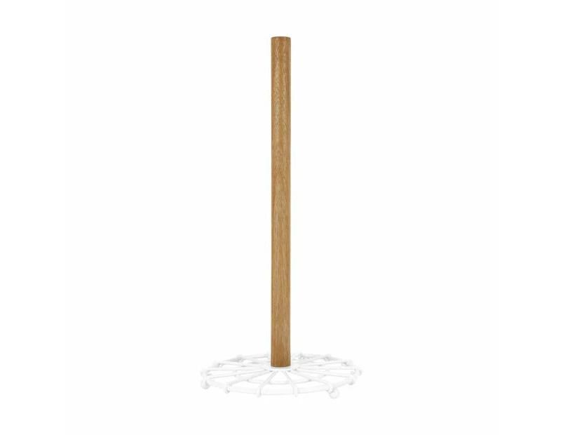 Off White and Acacia Paper Towel Stand - Anko