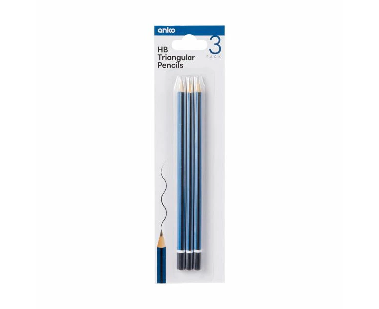 3 Pack HB Triangular Pencils - Anko