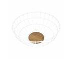 Off White and Acacia Fruit Bowl - Anko