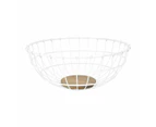 Off White and Acacia Fruit Bowl - Anko