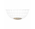 Off White and Acacia Fruit Bowl - Anko