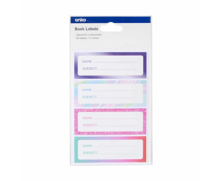 20 Pack Book Labels - Anko