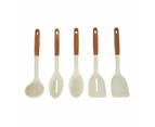 Set of 5 Silicone Utensils with Acacia Handles - Anko