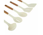 Set of 5 Silicone Utensils with Acacia Handles - Anko