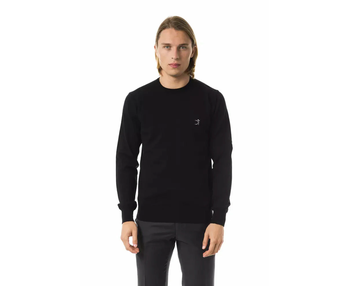 Uominitaliani Black Merino Wool Men Sweater