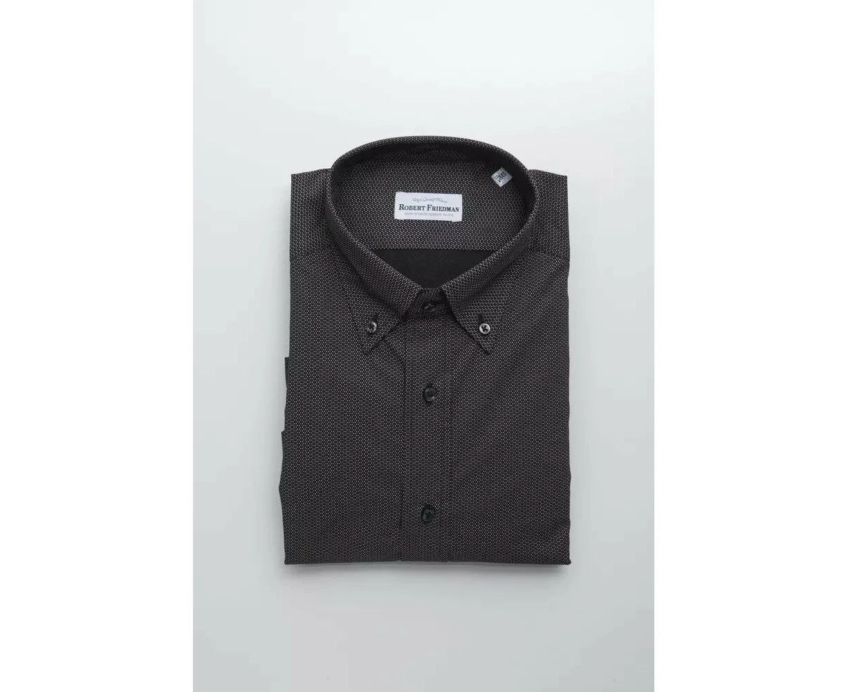 Robert Friedman Black Cotton Men Shirt