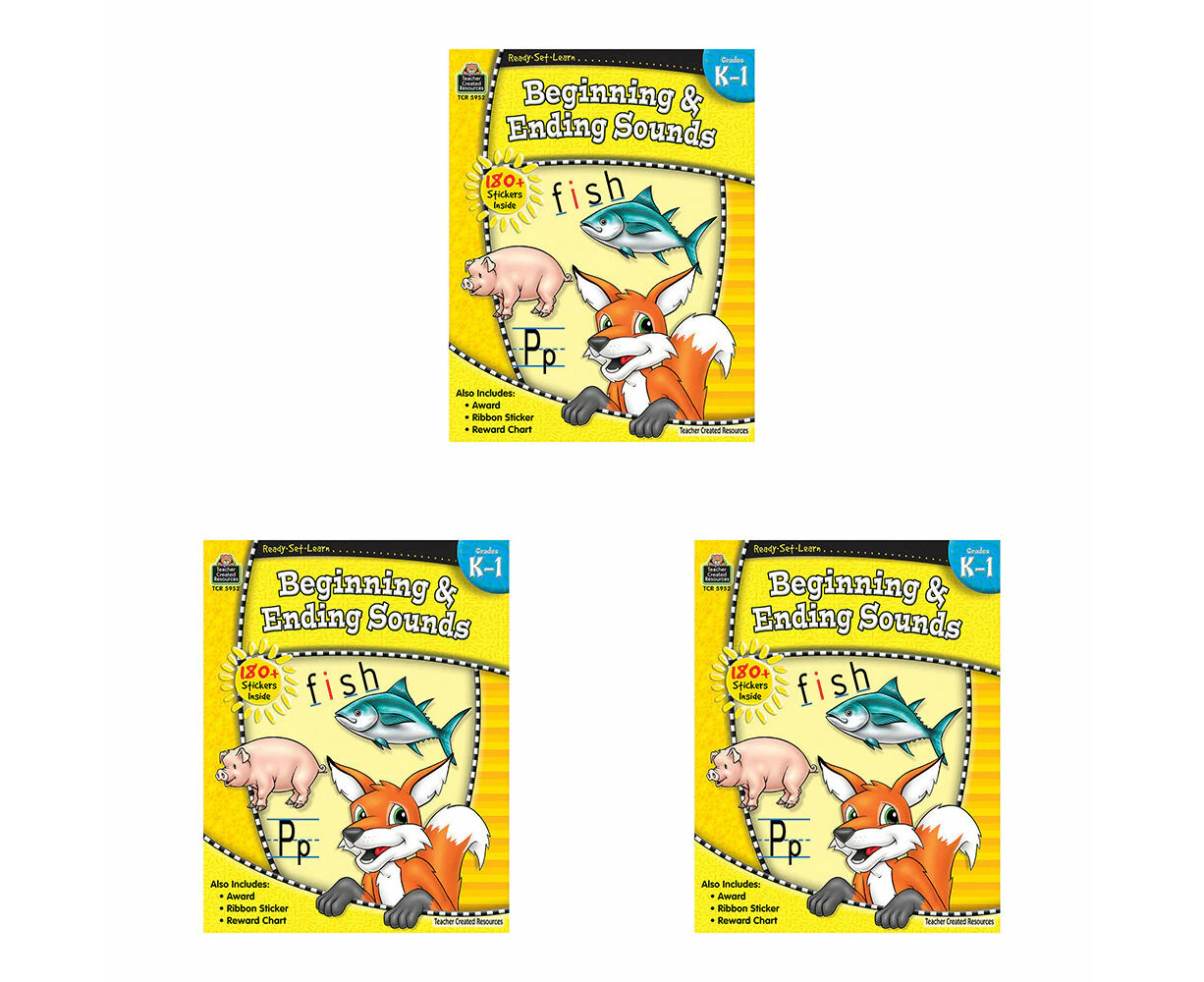 3x Teacher Created Resources Beginning & Ending Sounds Book Set For Grade-K1 4y+