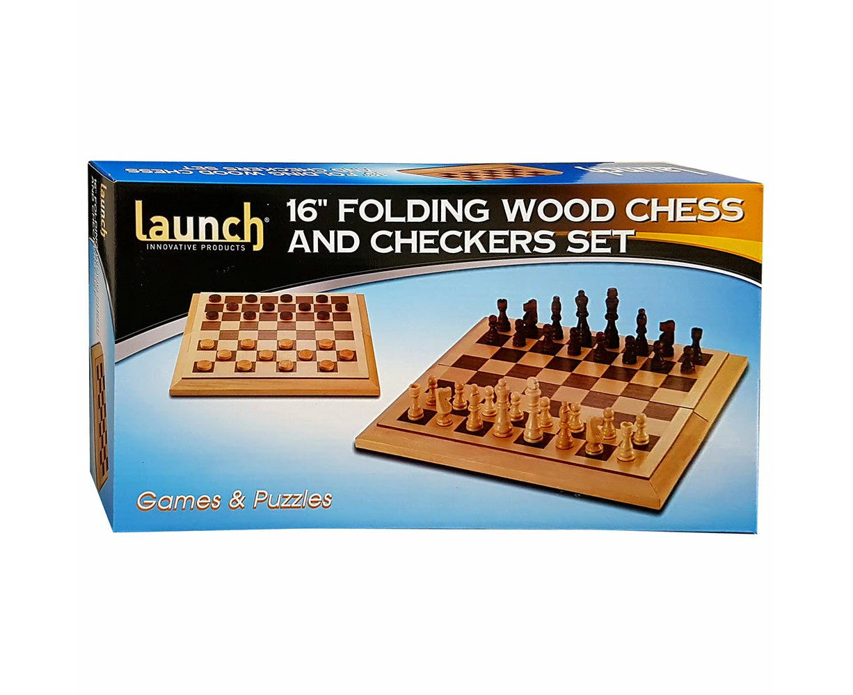 Jedko Chess & Checkers 16 Wood Folding