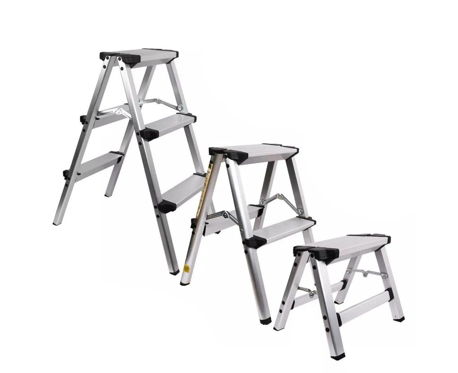 Portable Aluminium 1-3 Step Folding Ladder Anti-Slip Frame Stool for Home Use