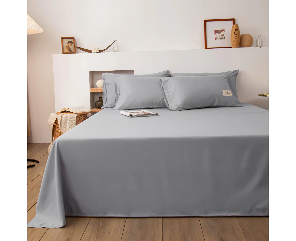 Hansona Soft Solid Colour Bed Sheet for Double Bed