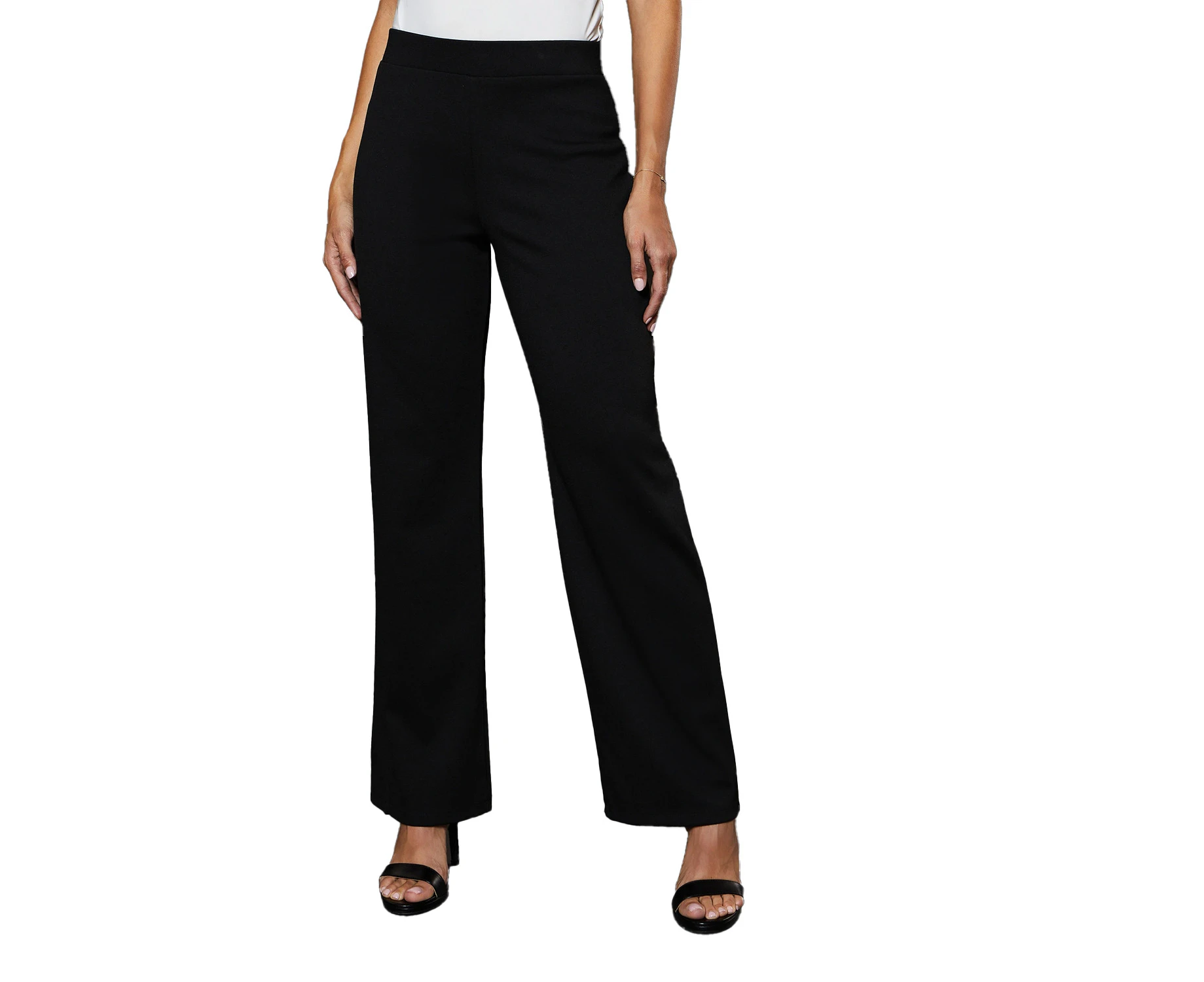 Debenhams Womens Ponte Wide Leg Trousers (Black) - DH7953